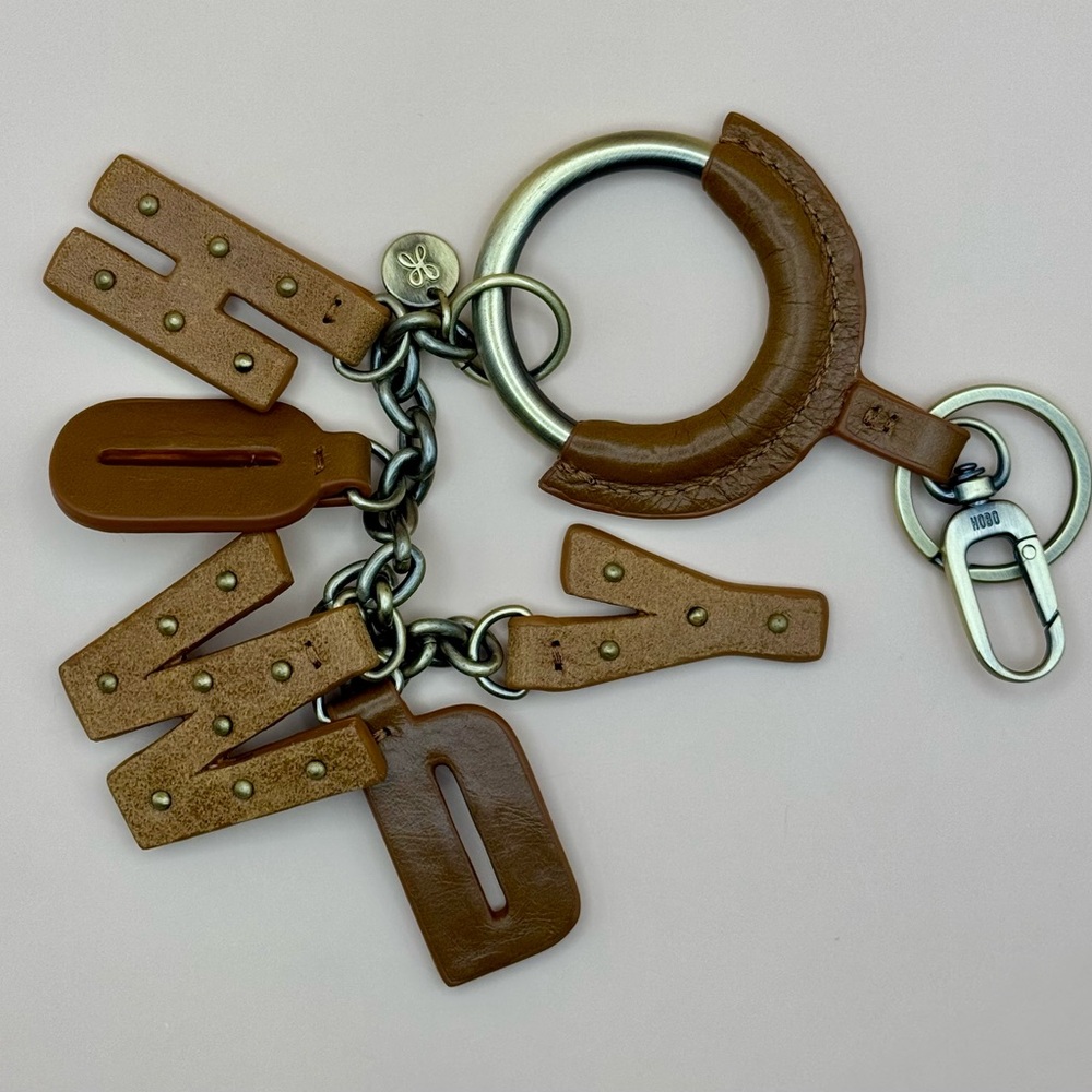 HOBO Howdy Charm Fob Truffle - Leather Bag Charm Keychain - Picture 2 of 14